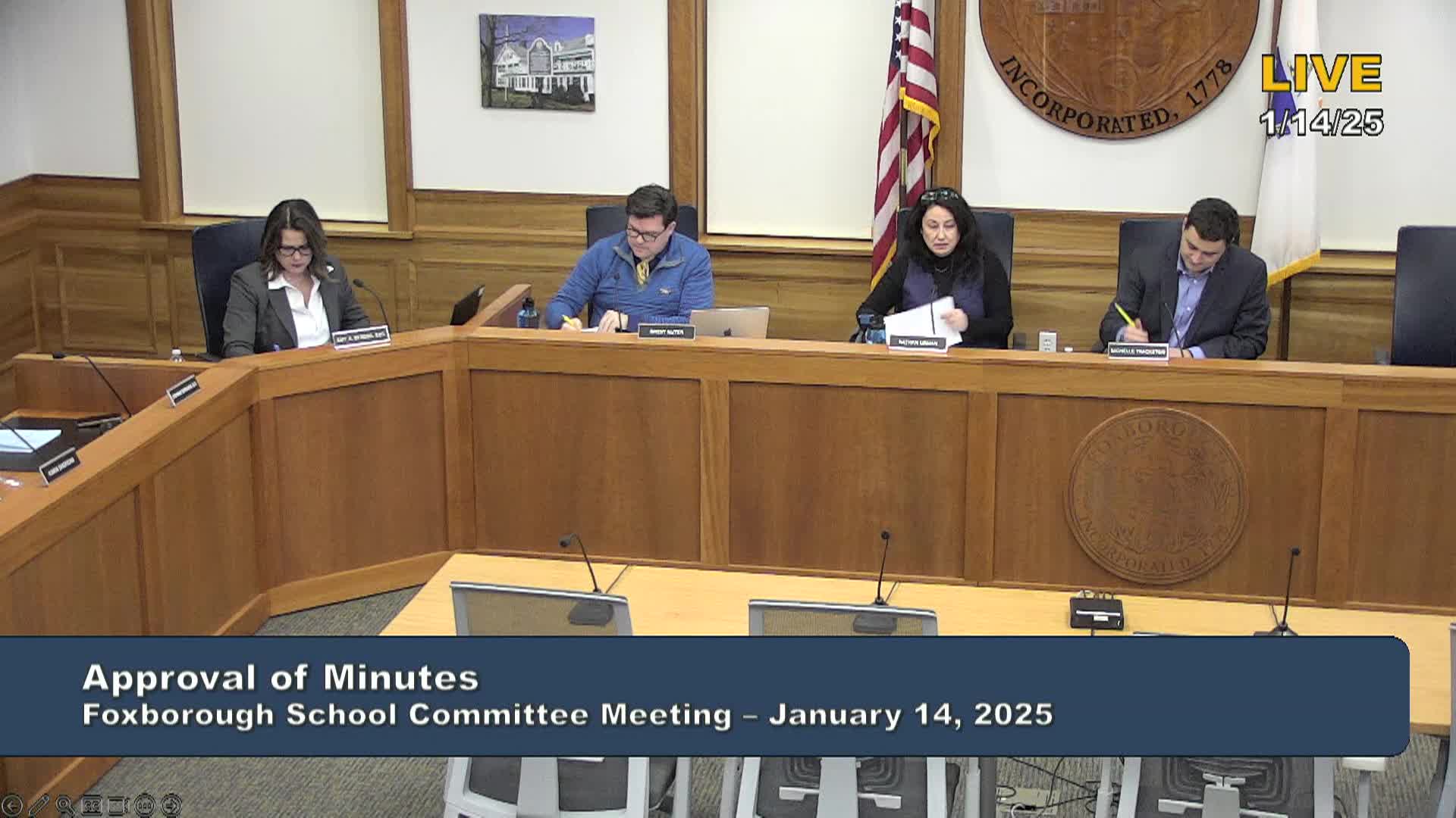 Thumbnail image for Foxborough School Committee Meeting - January 14, 2025