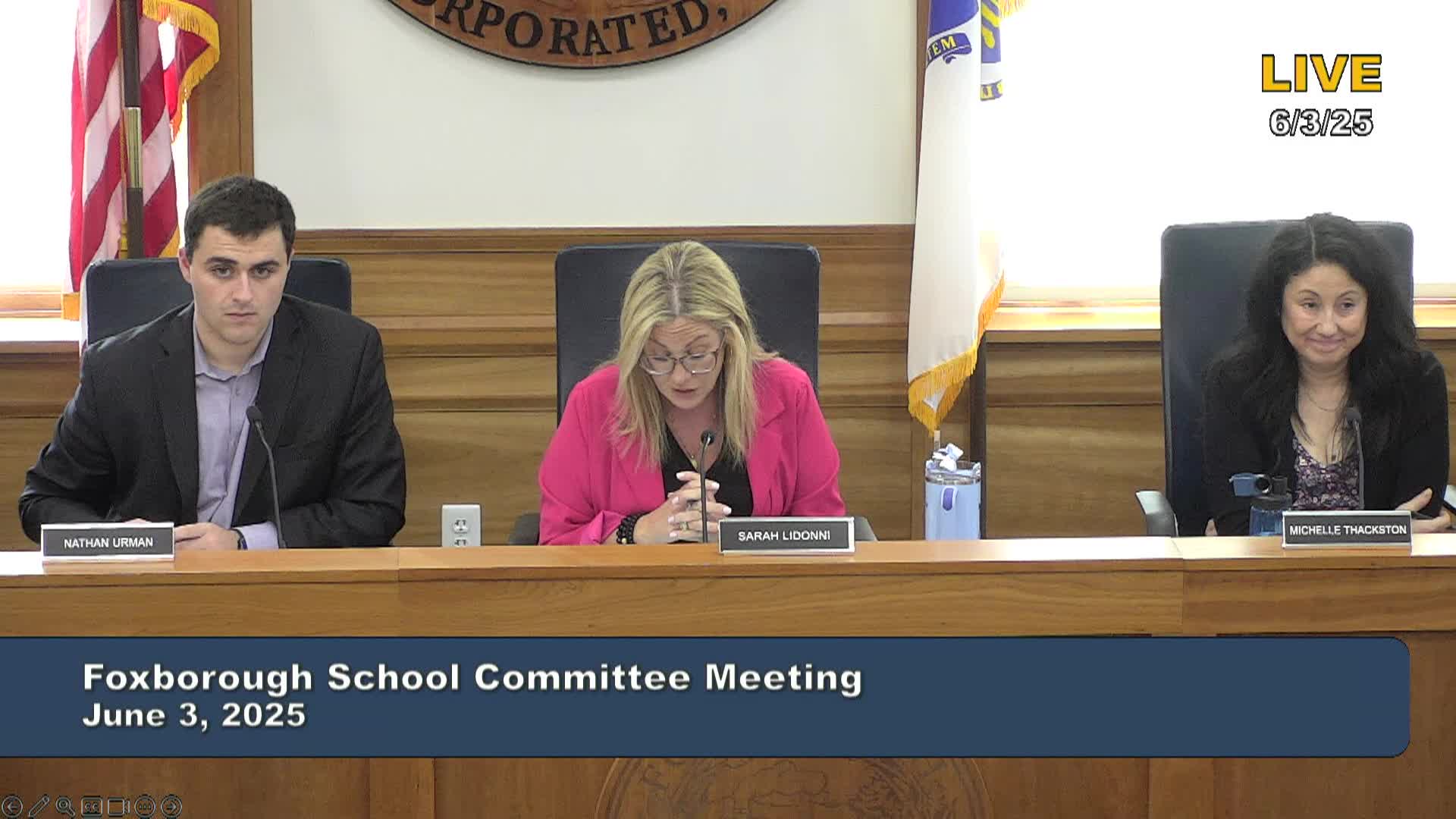 Thumbnail image for Foxborough School Committee Meeting - June 3, 2025