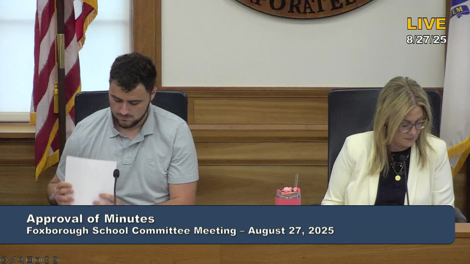 Thumbnail image for Foxborough School Committee Meeting - August 27, 2025