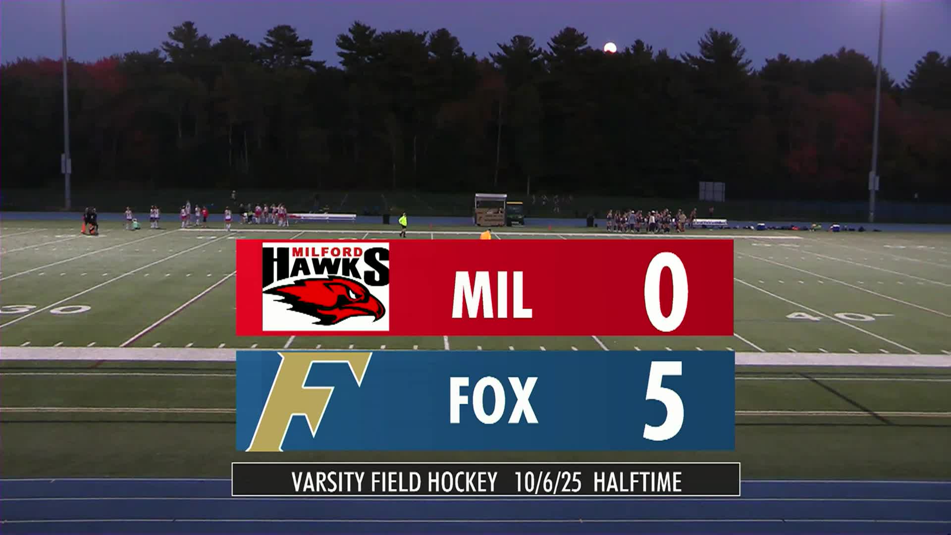Thumbnail image for FHS Varsity Field Hockey 2025 vs. Milford - LIVE - 10/6/2025