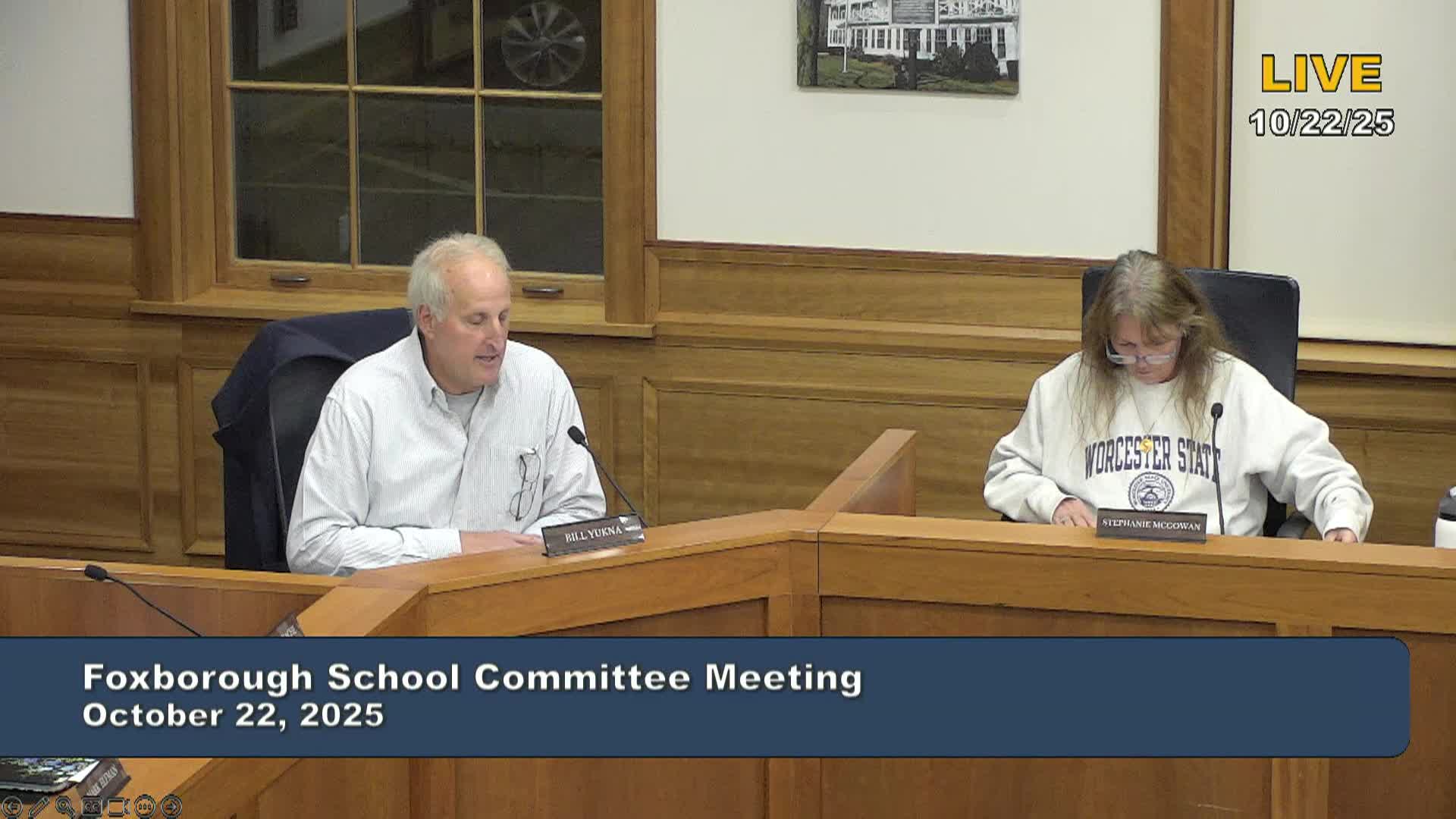 Foxborough School Committee Meeting - October 22, 2025