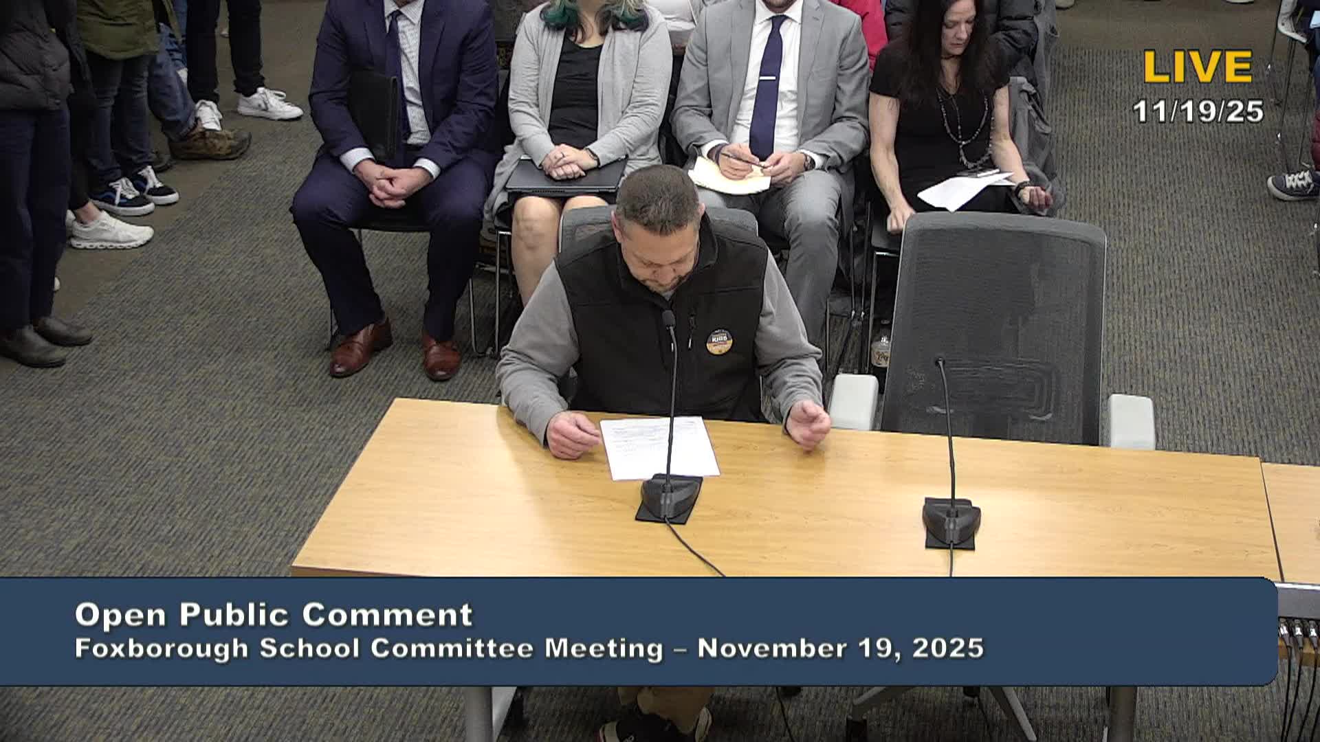 Foxborough School Committee Meeting - November 19, 2025