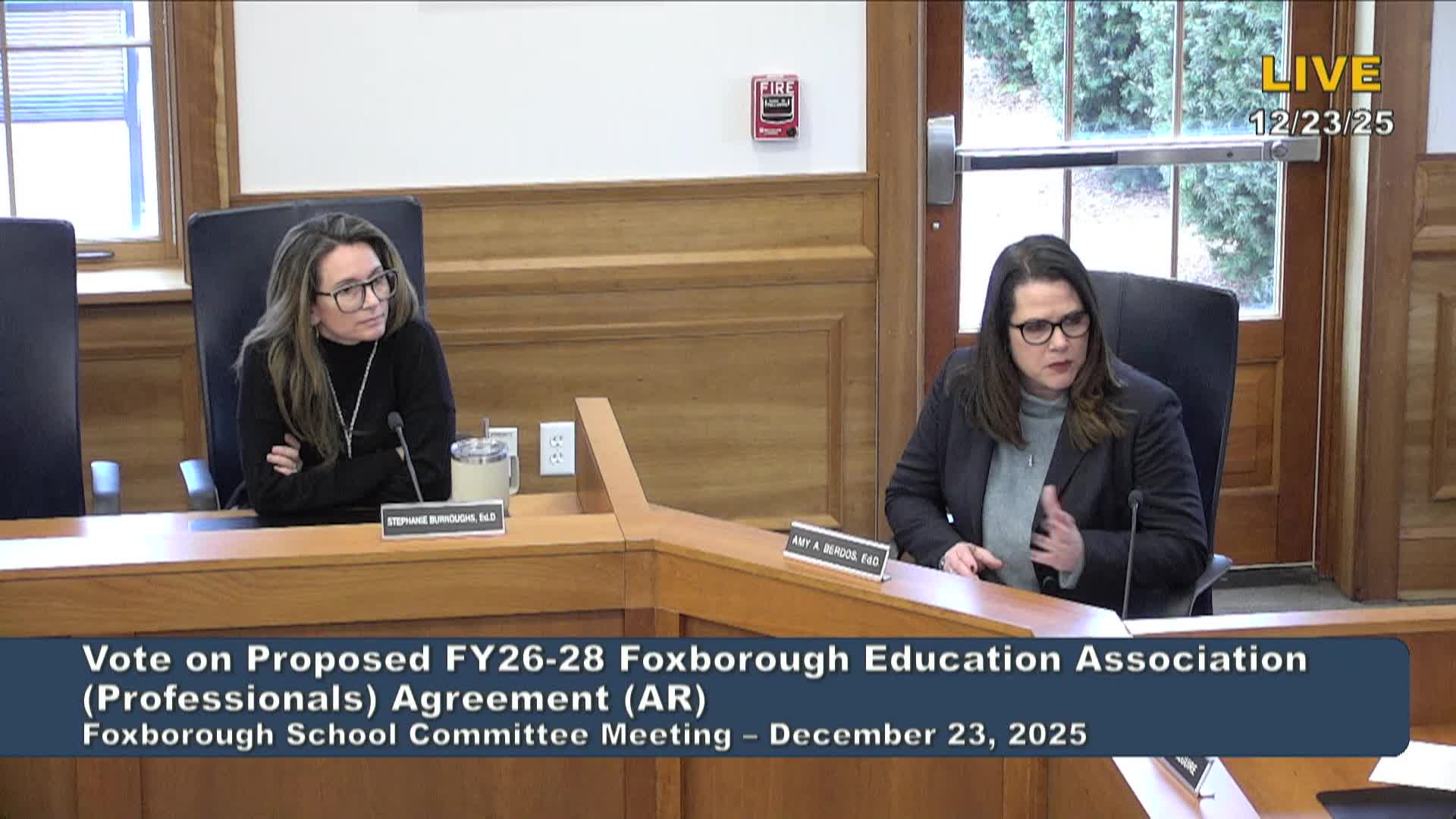 Foxborough School Committee Meeting - December 23, 2025