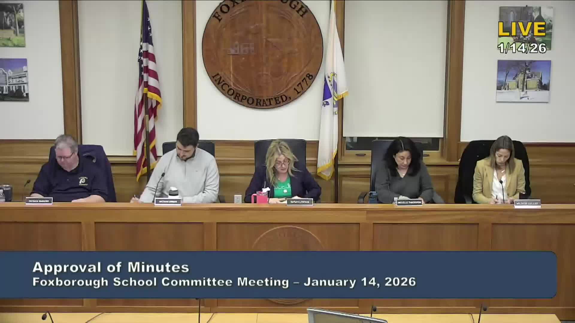 Thumbnail image for Foxborough School Committee Meeting - January 14, 2026