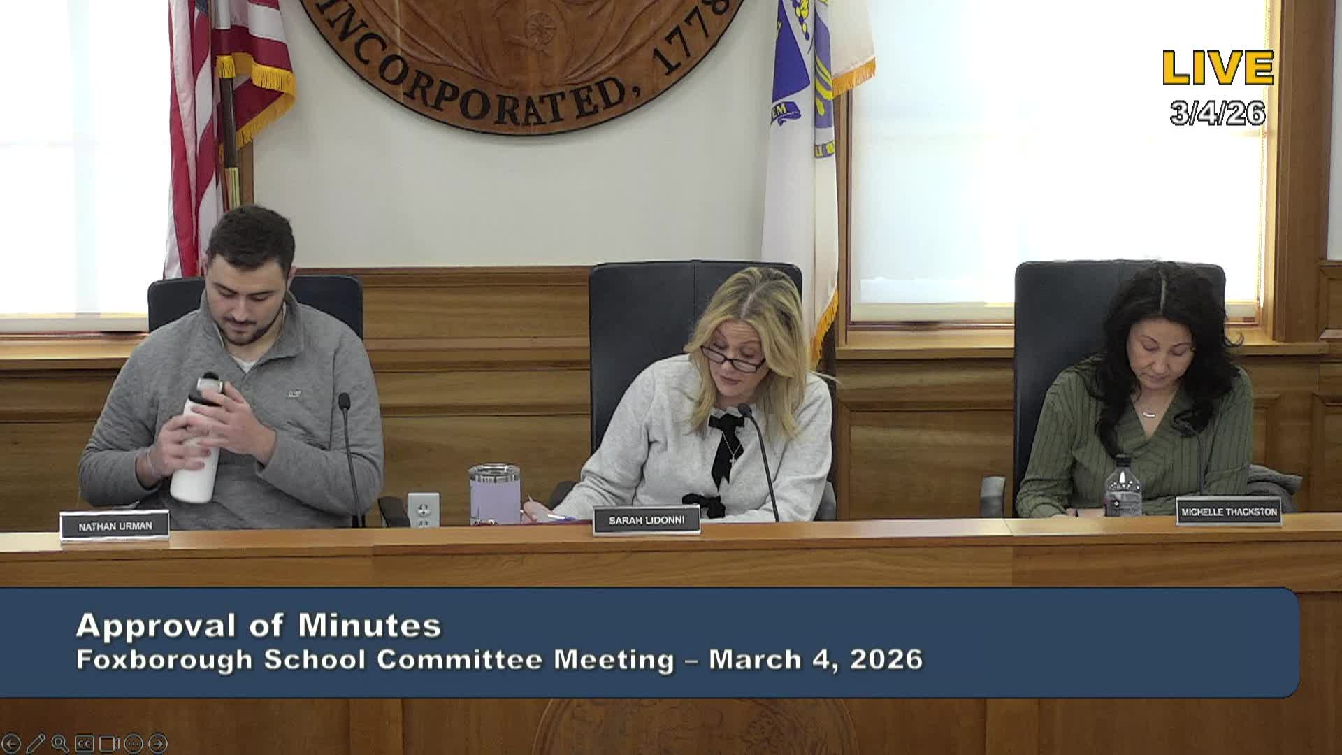 Foxborough School Committee Meeting - March 4, 2026