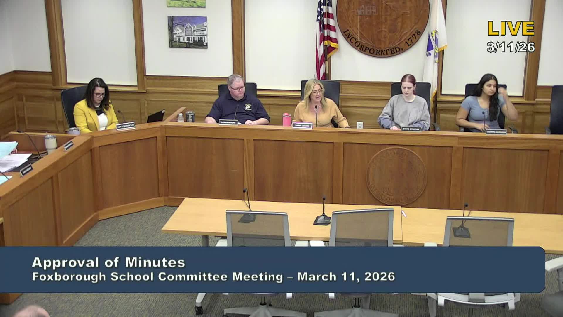 Thumbnail image for Foxborough School Committee Meeting - March 11, 2026 - LIVE