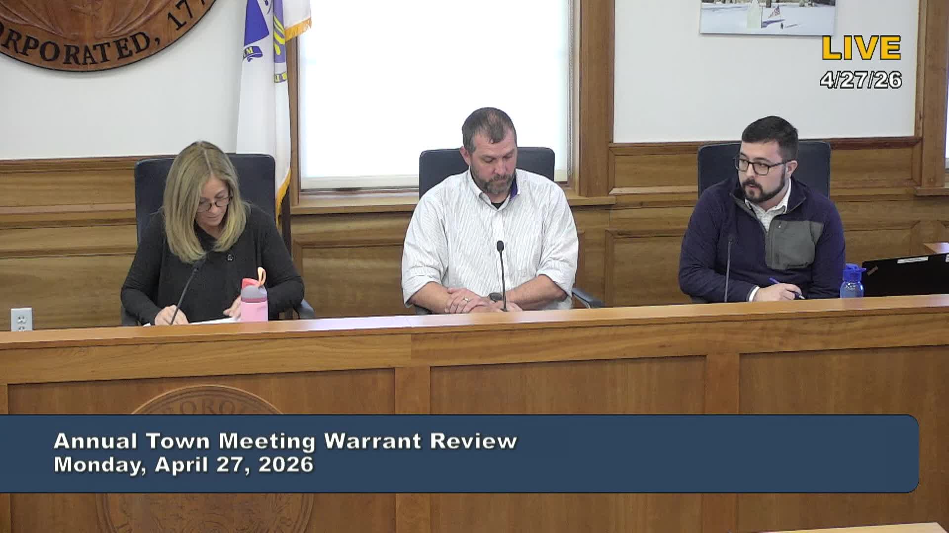 Thumbnail image for Annual Town Meeting Warrant Review - 4/27/2026