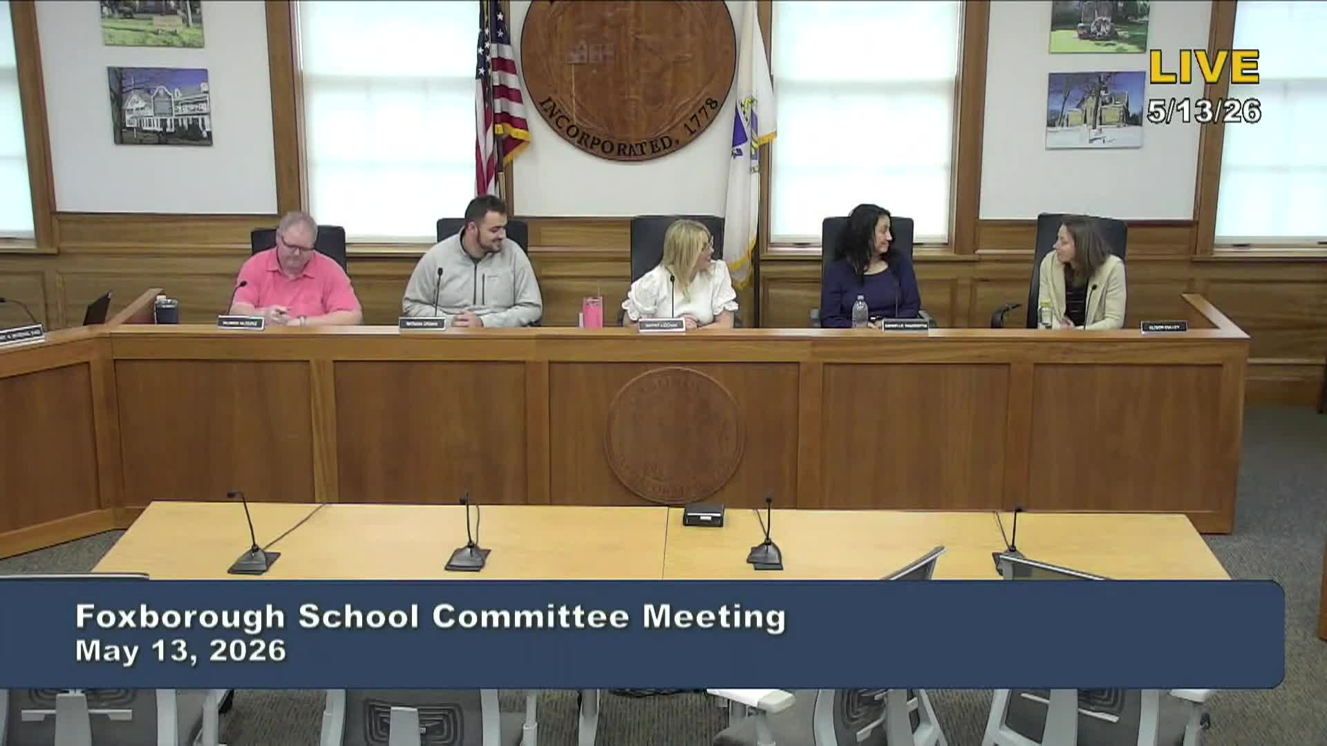 Thumbnail image for Foxborough School Committee Meeting - May 13, 2026