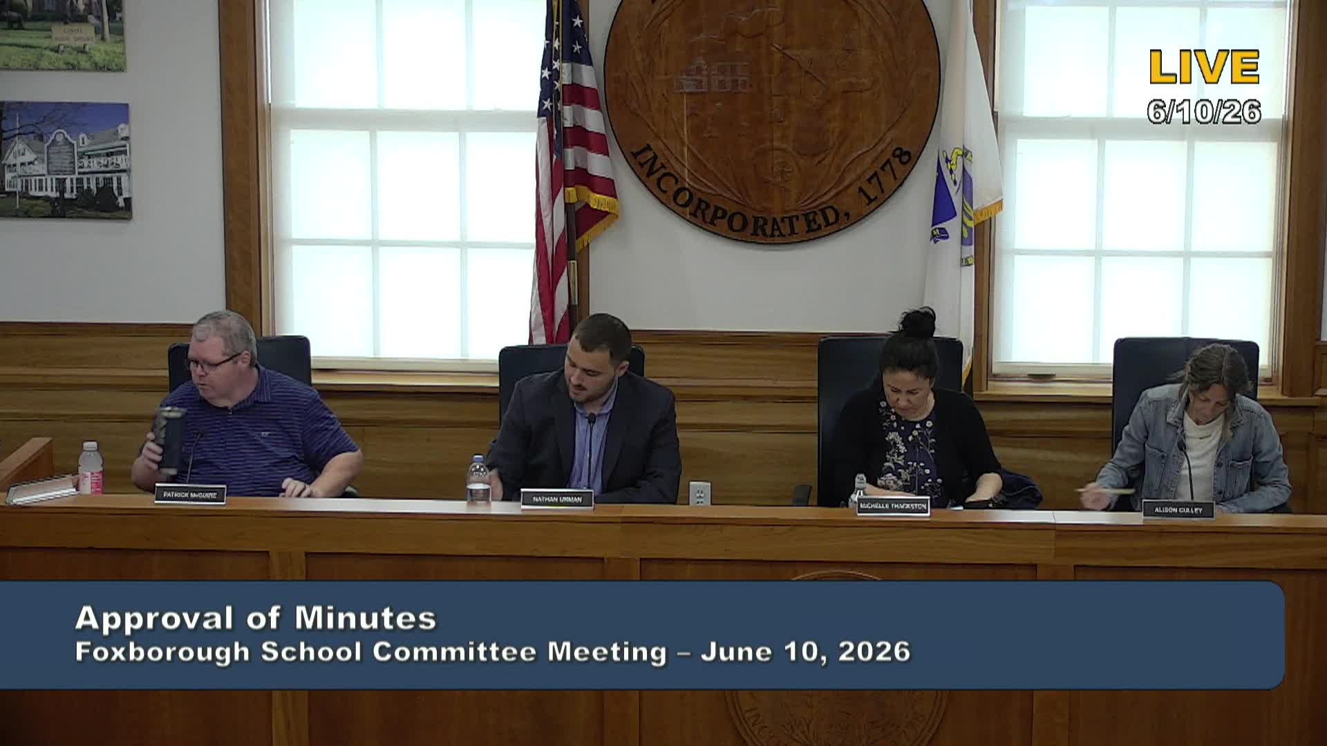 Thumbnail image for Foxborough School Committee Meeting - June 10, 2026