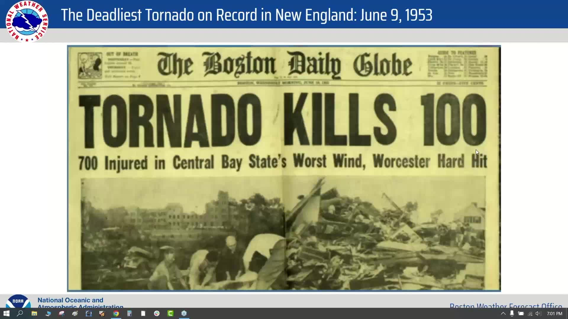 Thumbnail image for National Weather Service: Remembering the Worcester Tornado of June 9, 1953: 70 Years Later